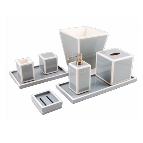 Cool Gray with White Trim Bath Set Cool Gray with White Trim Bath Set